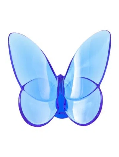 Pre-owned Baccarat Crystal Papillon Lucky Butterfly Figurine In Blue