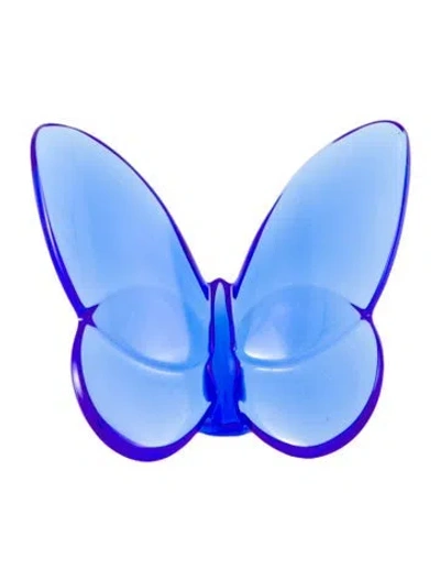 Pre-owned Baccarat Crystal Papillon Lucky Butterfly Figurine In Blue