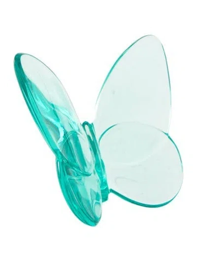Pre-owned Baccarat Crystal Papillon Lucky Butterfly Figurine In Blue