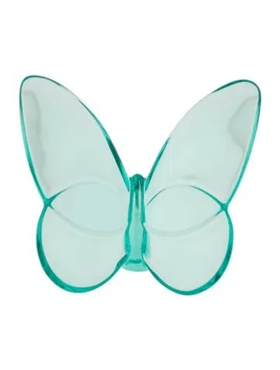 Pre-owned Baccarat Crystal Papillon Lucky Butterfly Figurine In Blue/clear