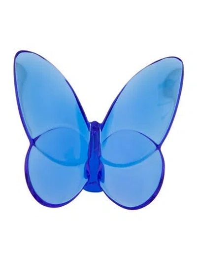 Pre-owned Baccarat Crystal Papillon Lucky Butterfly Figurine In Blue/clear