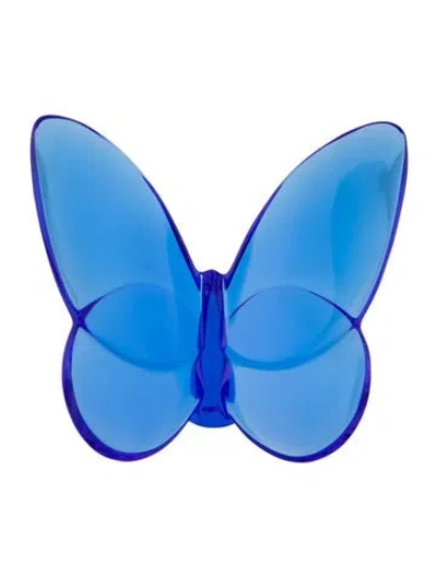 Pre-owned Baccarat Crystal Papillon Lucky Butterfly Figurine In Blue/clear