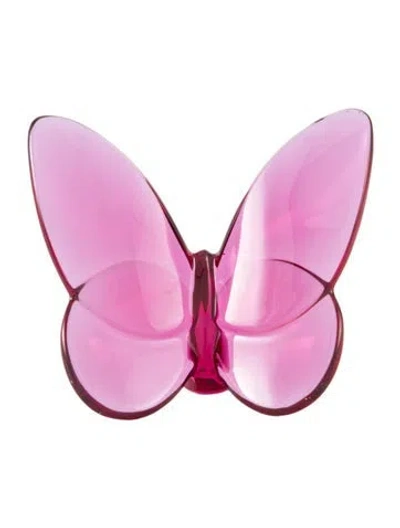 Pre-owned Baccarat Crystal Papillon Lucky Butterfly Figurine In Pink