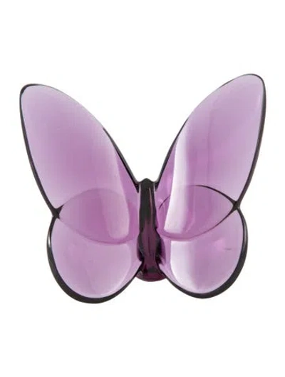 Pre-owned Baccarat Crystal Papillon Lucky Butterfly Figurine In Purple
