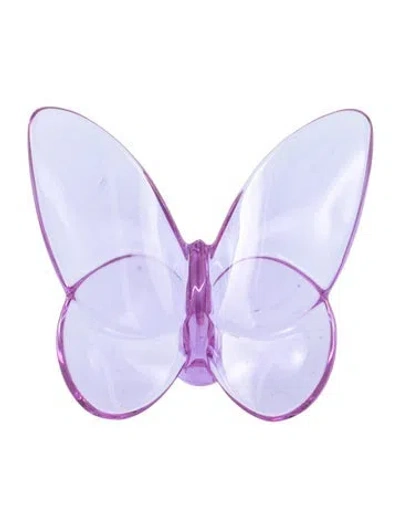 Pre-owned Baccarat Crystal Papillon Lucky Butterfly Figurine In Purple