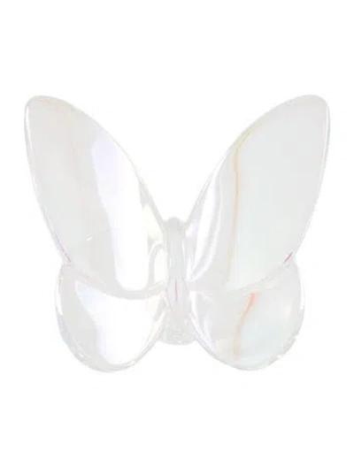 Pre-owned Baccarat Crystal Papillon Lucky Butterfly Figurine In Silver