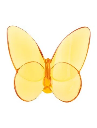 Pre-owned Baccarat Crystal Papillon Lucky Butterfly Figurine In Yellow