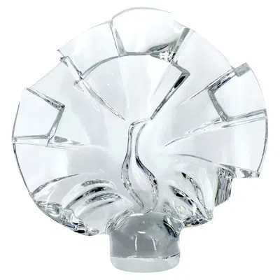 Pre-owned Baccarat Crystal Peacock Centerpiece Sculpture In Gray