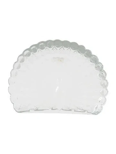 Pre-owned Baccarat Crystal Peacock Figurine In Transparent