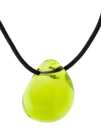 Pre-owned Baccarat Crystal Pendant Necklace, 18" In Green