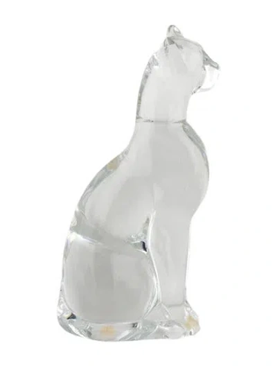 Pre-owned Baccarat Crystal Puma Figurine In Transparent
