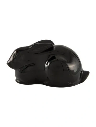 Pre-owned Baccarat Crystal Rabbit Figurine In Black