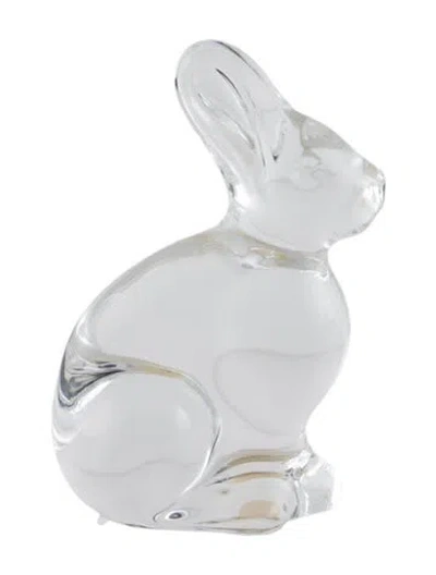 Pre-owned Baccarat Crystal Rabbit Figurine In Transparent