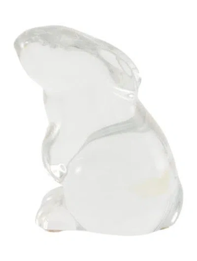 Pre-owned Baccarat Crystal Rabbit Figurine In Transparent