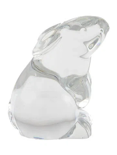 Pre-owned Baccarat Crystal Rabbit Figurine In Transparent