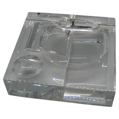 Pre-owned Baccarat Crystal Reversible Sculptural Trinket Desk Tray Sculpture France Signed In Gray