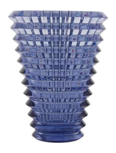 Pre-owned Baccarat Crystal Round Eye Small Vase In Blue