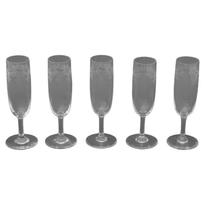 Pre-owned Baccarat Crystal "sevigne" Champagne Glasses, 5 In Gray