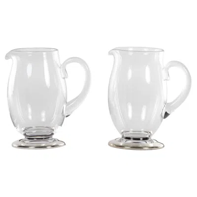 Pre-owned Baccarat Crystal / Silver Base Art Deco Style Pair Water Pitcher