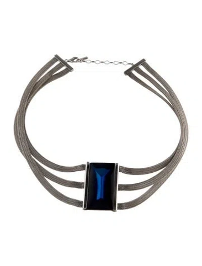 Pre-owned Baccarat Crystal 'so Insomnight' Choker Necklace, 16" In Blue