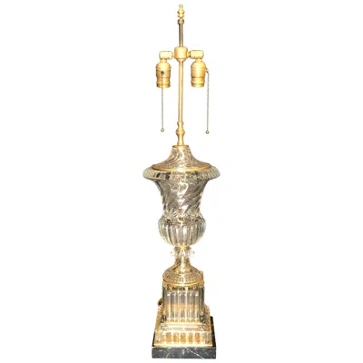 Pre-owned Baccarat Crystal Spiral Urn Form Table Lamp In Gold