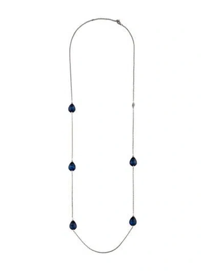 Pre-owned Baccarat Crystal Station Necklace, 43", 43" In Blue