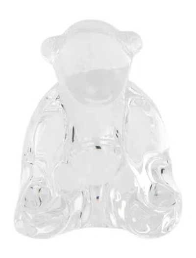 Pre-owned Baccarat Crystal Teddy Bear Figurine In Clear