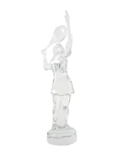Pre-owned Baccarat Crystal Tennis Player Figurine In Transparent