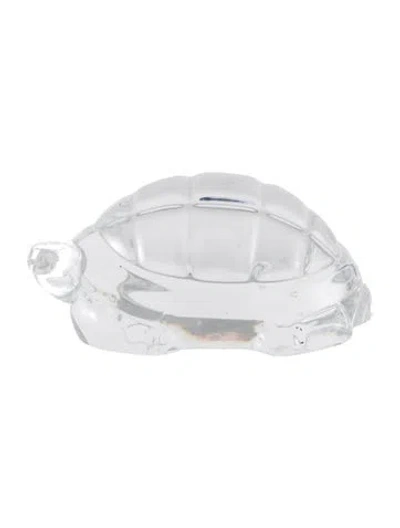 Pre-owned Baccarat Crystal Turtle Figurine In Clear