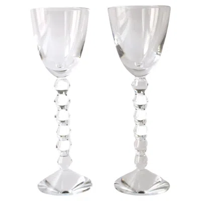 Pre-owned Baccarat Crystal Vega Wine Glasses, Pair In Gray