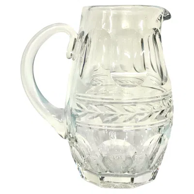 Pre-owned Baccarat Crystal Water Pitcher, Handcrafted, Octagonal Base, France In Sand
