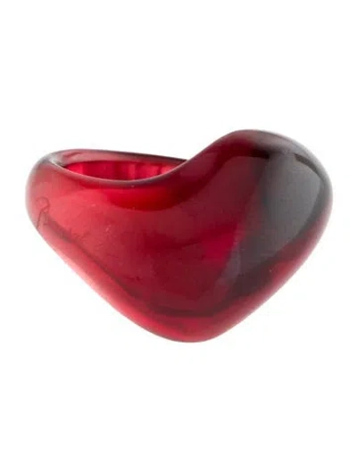 Pre-owned Baccarat Crystal Wave Cocktail Ring In Red