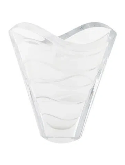 Pre-owned Baccarat Crystal Wave Vase In Clear