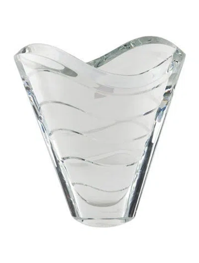 Pre-owned Baccarat Crystal Wave Vase In Transparent