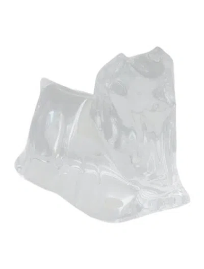 Pre-owned Baccarat Crystal Yorkshire Terrier Figurine In Transparent