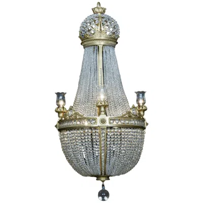 Pre-owned Baccarat Cut Crystal Tent And Basket Chandelier Attributed To , Circa 1890 In Gold