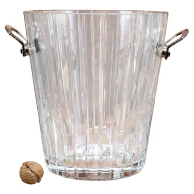 Pre-owned Baccarat Cut Glass And Silver Plate Wine Cooler, Circa 1980.