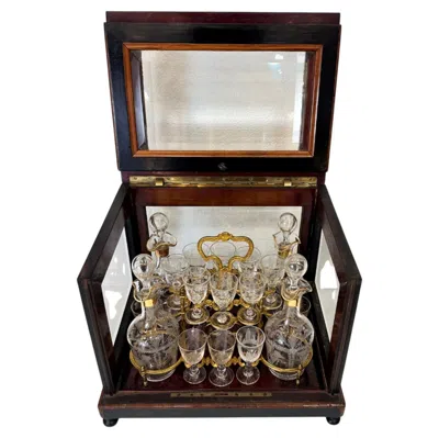 Pre-owned Baccarat Decanter, Precious Woods, Ormolu, Engraved  Crystal, Napoleon Iii, Franc In Brown