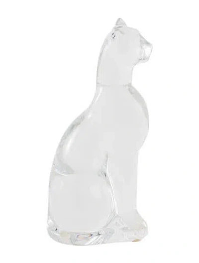 Pre-owned Baccarat Egyptian Cat Figurine In Transparent