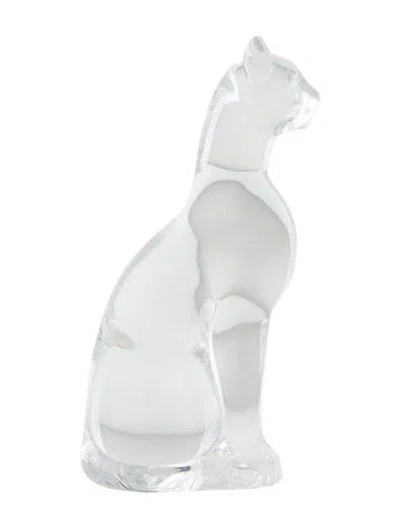 Pre-owned Baccarat Egyptian Cat Figurine In Transparent