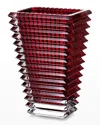 Baccarat Eye Small Rectangular Red Vase In Red