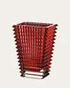 Baccarat Eye Small Rectangular Crystal Vase In Red