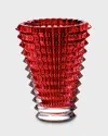 Baccarat Small Round Eye Lead Crystal Vase In Red