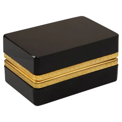 Pre-owned Baccarat Fantastic 19th Century French Dore Bronze Mounted Black Crystal Hinged Box