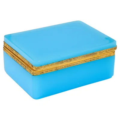 Pre-owned Baccarat Fantastic 19th Century French Dore Bronze Mounted Blue Opaline Crystal Box