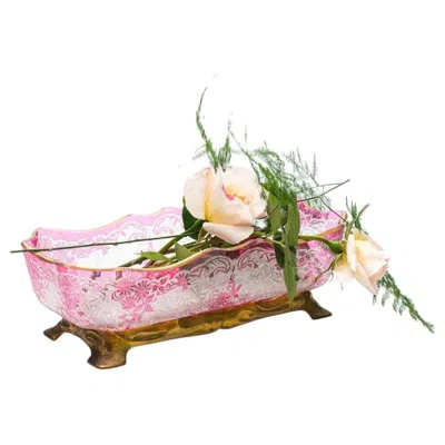 Pre-owned Baccarat Flower Pattern Acid Etched Bowl, Magenta Pink, 1900, France In Red