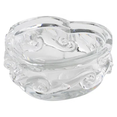 Pre-owned Baccarat France Heart-shaped Crystal Cigar Ashtray Bowl Vide-poche Dish In Gray