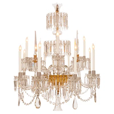 Pre-owned Baccarat French 19th Century Louis Xvi St. Crystal And Ormolu Chandelier In Sand