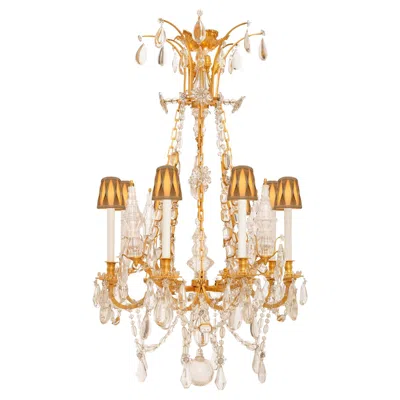 Pre-owned Baccarat French 19th Century Louis Xvi St. Ormolu And  Crystal Chandelier In Sand