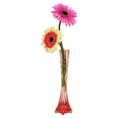 Pre-owned Baccarat French Art Deco Blown Glass Pink Amberina Single Flower Vase